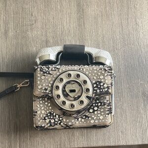 Retro Style Phone Handbag - Black and Silver